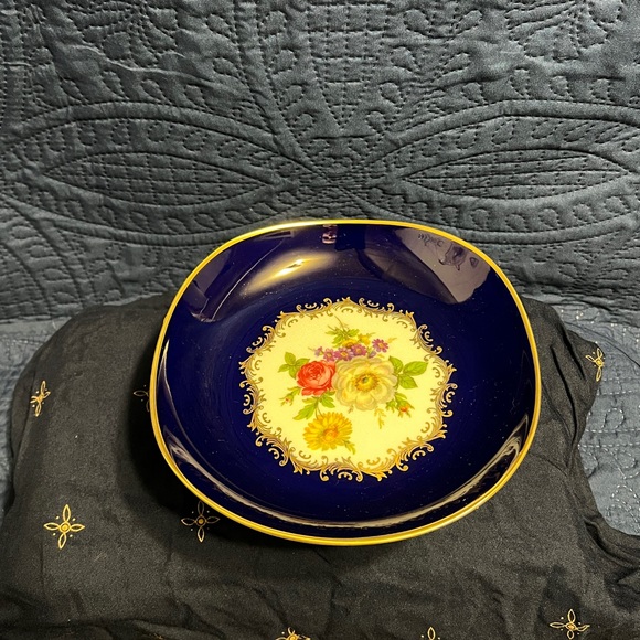 INGLASUR Cake Pedestal Stand Etched Kobalt. Very Rare in great shape - Picture 9 of 9